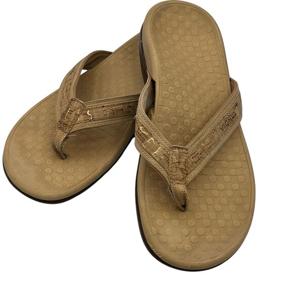 Vionic Tide 11 Leather & Cork Slides Women's Footbed Flip Flop Sandals Shoe Sz 8 - Picture 1 of 7